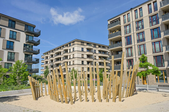 Spielplatz, Neubauten, Quartier Speicherstadt, Am Speicher, Potsdam, Brandenburg, Deutschland