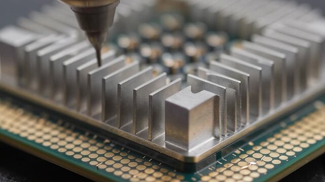 Close-Up of a High-Performance Computer Processor with Cooling Fins