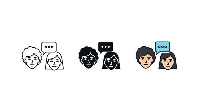 People talking speech bubble communication icon set with communication dialogue conversation interaction