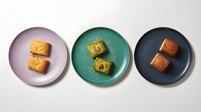 Assorted Desserts on Colorful Plates
