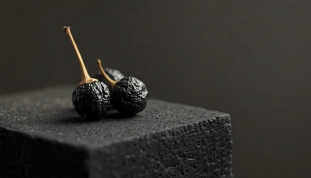 Minimal Cluster of Tailed Spherical Black Kabab Chini on Charcoal
