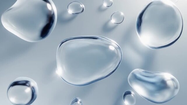 close-up water droplets in motion on clear surface timelapse