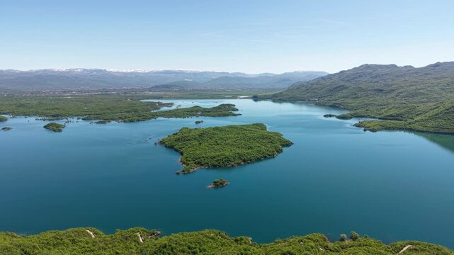 Drone Shot of Slano Lake, Scenic Landscape and Water Reservoir Near Niksic, Montenegro