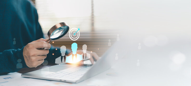 Talent acquisition and recruitment concept with candidate selection, human resources management, workforce analytics, hiring strategy, and employee evaluation. Business recruitment process for