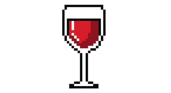 Pixel Art Wine Glass with Red Wine