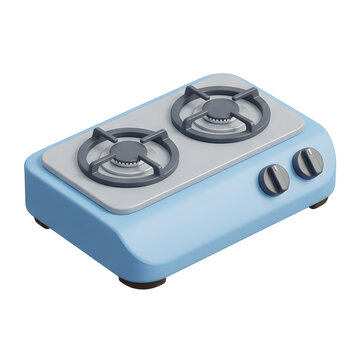 Cartoon Style Two-Burner Gas Stove