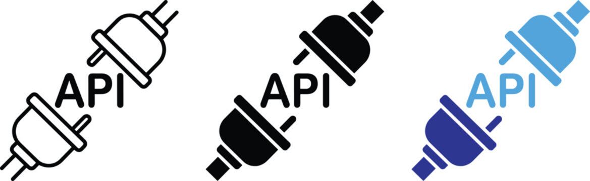 API Connection Plug Socket Icons Illustration Vector Interface Development Integration