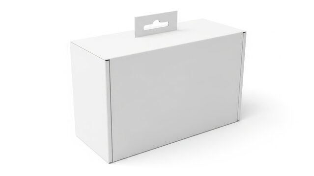 White rectangular box with hanging tab