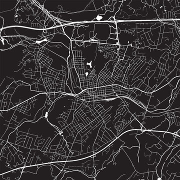 Dover New Jersey Vector Map, Detailed Town Street Map Black and White Minimalist Line Art