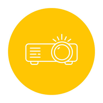 Vector graphic of a projector icon on a yellow circle background