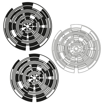 Optical encoder disk and futuristic circular pattern vector. Graphic supports engineering schematics and technology UI.