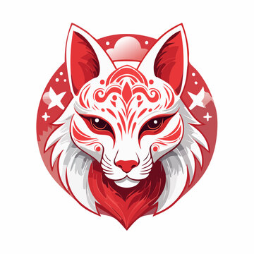 Japanese Kitsune Mask Illustration
