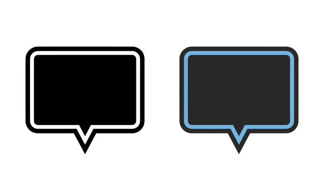 Two blank speech bubbles with different colored borders on white background