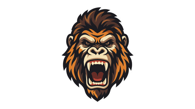 Aggressive Gorilla Face Mascot Logo - Fierce Primate Head