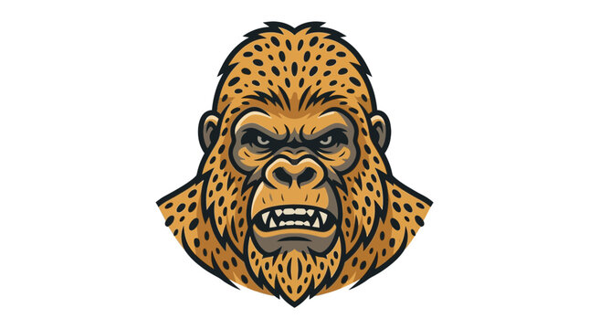 Fierce Gorilla Head Mascot Logo - Aggressive Primate Portrait Illustration