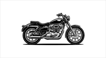 Obraz premium Classic Motorcycle Illustration Detailed Side View.