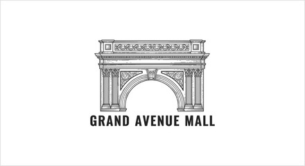 Grand Avenue Mall Architectural Logo Design. © Inti