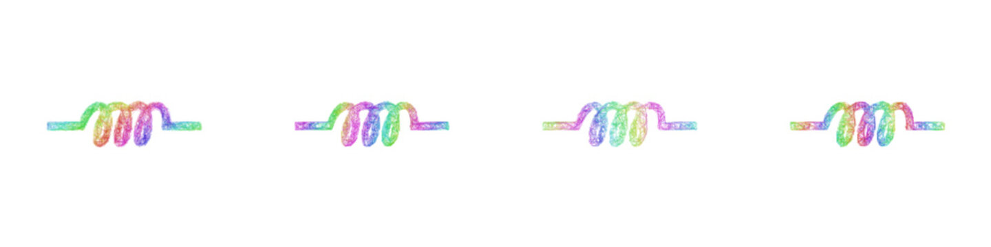 Rainbow color sketch inductor icon design set