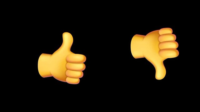 Thumb up and thumb down sign. Ok thumb up or down sign 3d