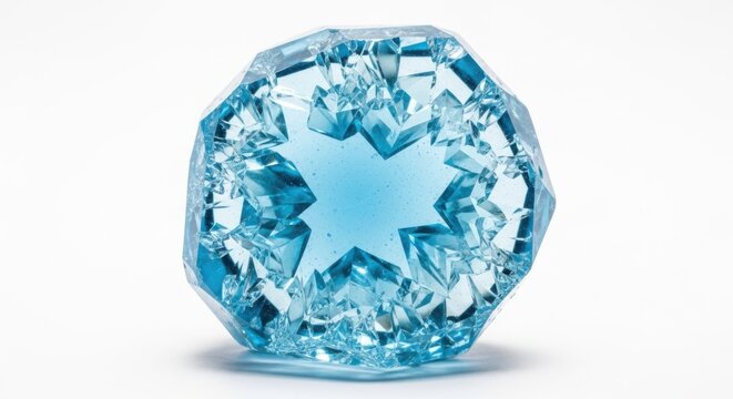 Large aquamarine gemstone, octagonal cut, blue crystal, faceted surface