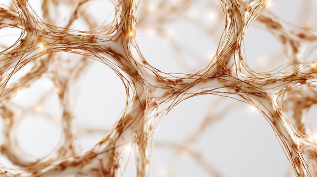 Closeup medium shot of fibroblast activation between tight collagen networks emphasizing highdetail extracellular matrix texture and depth with subtle volumetric light on a