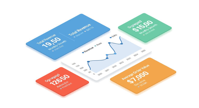 infographic template with colorful cards.