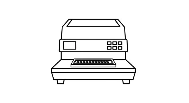 Vintage Computer Terminal with Keyboard and Screen, Retro Technology Icon