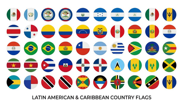 Latin american and caribbean country flags collection