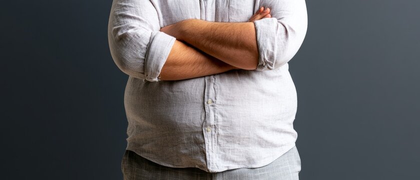obese man, unhealthy eating habits and sedentary lifestyle
