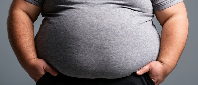 obese man, unhealthy eating habits and sedentary lifestyle