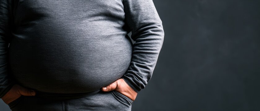 obese man, unhealthy eating habits and sedentary lifestyle