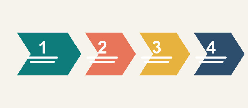 4 Steps Process Infographic - Arrow Chevron (Rounded Square Nodes, Numbered Template)