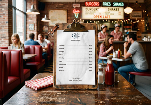 Vintage Menu Mockup