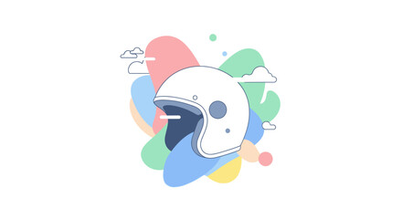 Fototapeta premium Retro Helmet with Abstract Shapes