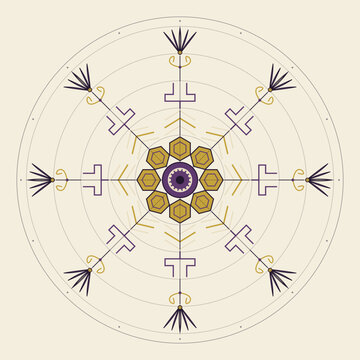 Japanese Mandala Tortoiseshell and Arrow Feather Grape Purple