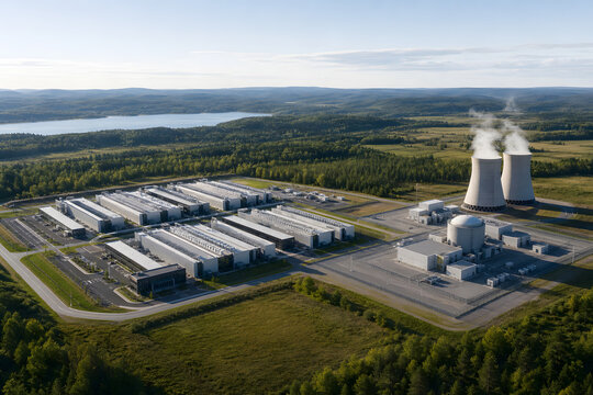 Aerial data center beside modular nuclear power campus