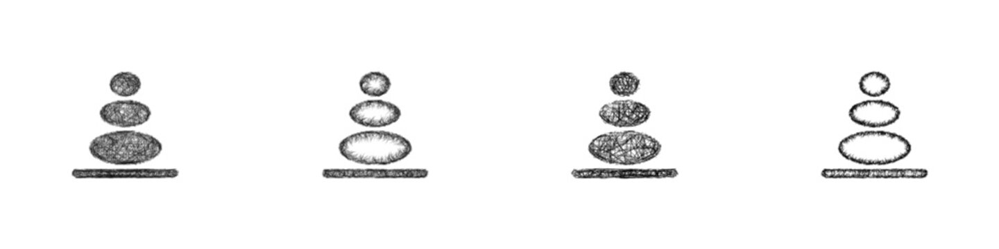 Sketch black and white balancing logo design set