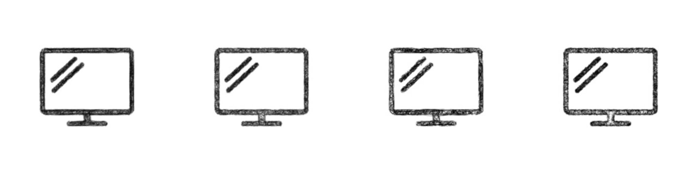 Black and white sketch consumer electronics company logo design set