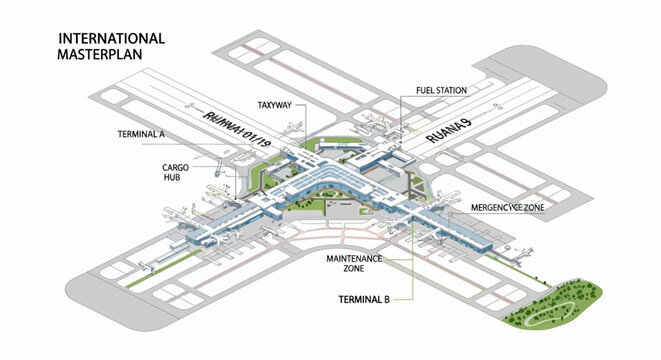 International airport master plan blueprint.