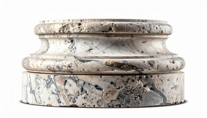 Fototapeta premium Luxury Marble Pedestal Base for Product Display Isolated on White