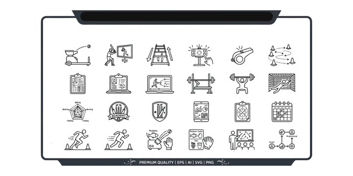 Advanced Football Coaching and Tactical Training Drills Icon Set
