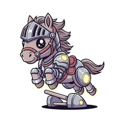 Fototapeta premium Cartoon horse in armor costume.