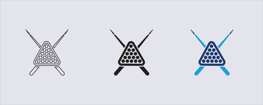 Flat graphic icon representing billiards, pool, or snooker. A standard triangular rack used to group object balls together. The rack contains exactly 15 circular balls, typical for standard 8-ball,