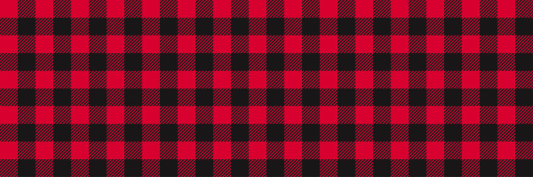 Seamless red and black buffalo plaid pattern. Gingham print. Tartan textile with squares, check texture design.