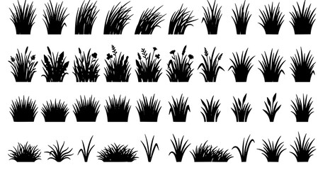 Realistic spring grass tuft icon pack with fresh lawn and meadow vegetation vector collection © MSTROJINA