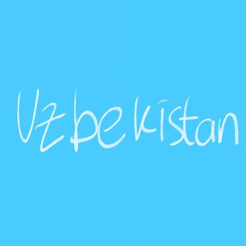 Uzbekistan handwritten in white on blue background