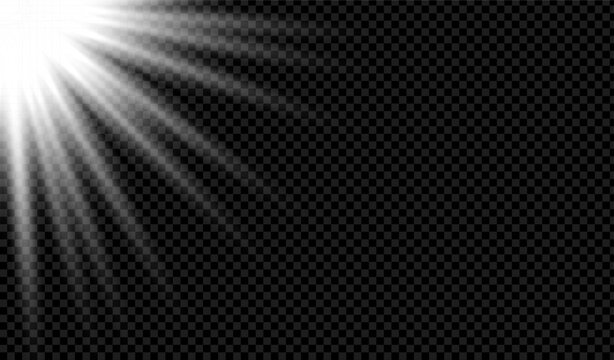 Black background with white light rays shining from the top left corner