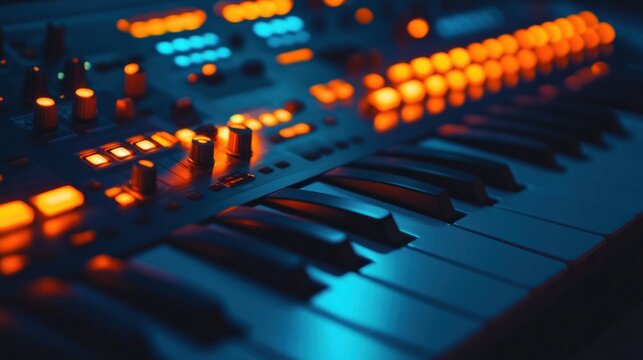 Electronic synthesizer keyboard with vibrant lights