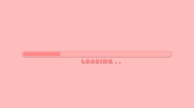 cute loading bar pink progress style UI, modern UI motion graphic for games on pink background or transparent background, 4k video
