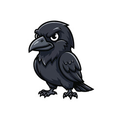 Fototapeta premium Cartoon Black Bird Crow Illustration.